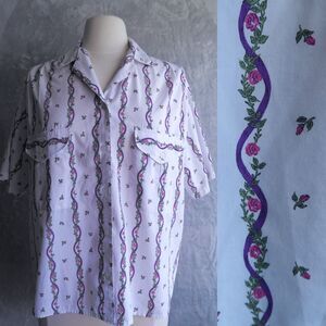 Vintage Floral Button Up Shirt Size 18W Cottagecore Western Boxy Cute